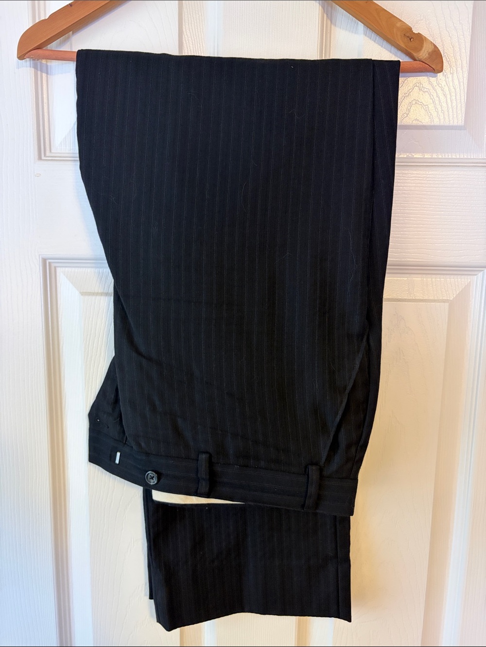 2 piece suit! 44R Chaps Black Pinstripe Two-Button Suit with 34x32 suit pants! - Picture 4 of 6